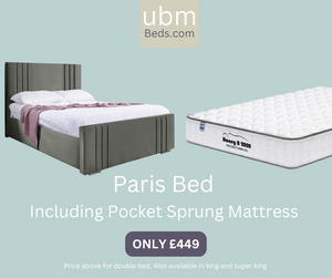 Paris Dark Grey Bed Frame + 1000 Pocket Sprung Mattress
