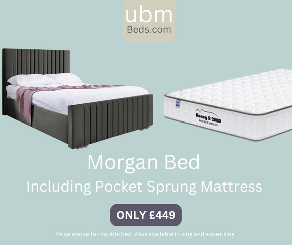 Morgan Dark Grey Bed Frame + 1000 Pocket Sprung Mattress