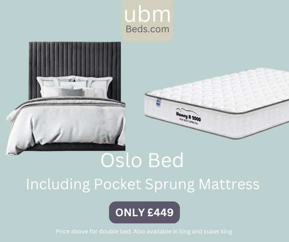 Oslo Dark Grey Bed Frame + 1000 Pocket Sprung Mattress