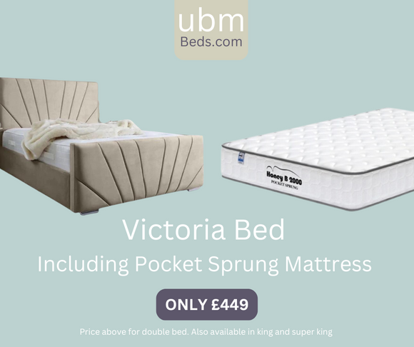 Victoria Cream Bed Frame + 1000 Pocket Sprung Mattress