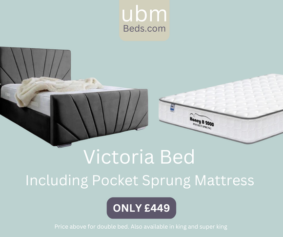 Victoria Dark Grey Bed Frame + 1000 Pocket Sprung Mattress