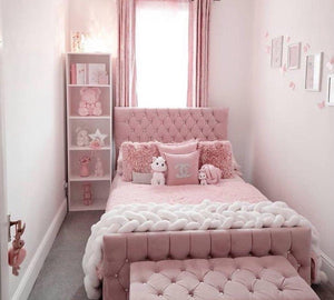 The Ella Button Bed, Blush Pink
