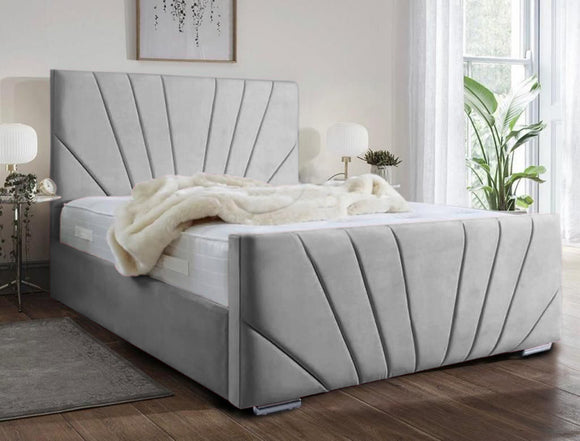 Victoria Plush Velvet Bed, Grey